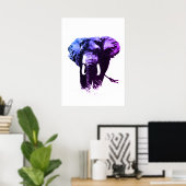 Blue Pop Art Elephant Tinte Paint Poster (Heimbüro)