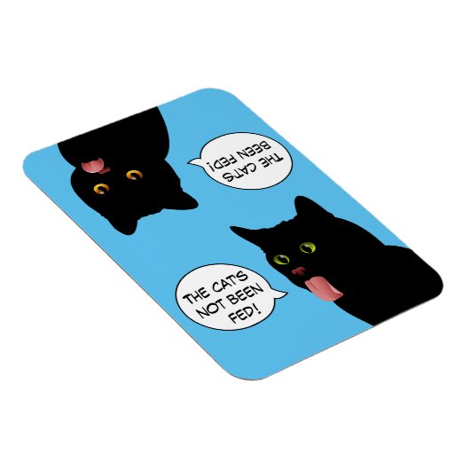 Blue Pop Art Füttre das Cat-Zeichen Magnet (Rechte Seite)