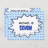 Blue Pop Art Geburtstagsparty Einladung (Vorne/Hinten)