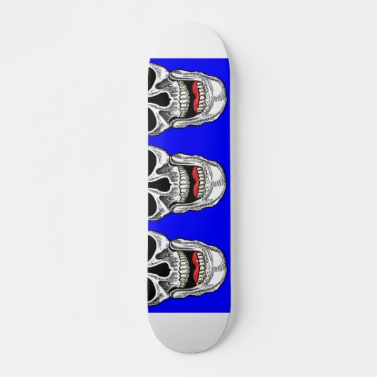 Blue Pop Art Laughing Skulls Skateboard (Vorne)