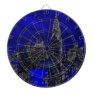 Blue Pop Art New York City Dartscheibe