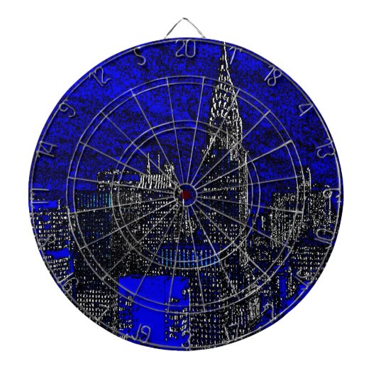Blue Pop Art New York City Dartscheibe (vorne)