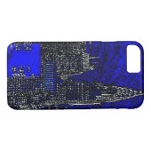 Blue Pop Art New York City iPhone 7 Fall Case-Mate iPhone Hülle (Rückseite (Horizontal))