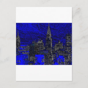 Blue Pop Art New York City Postkarte