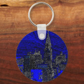 Blue Pop Art New York City Schlüsselanhänger (Vorderseite)