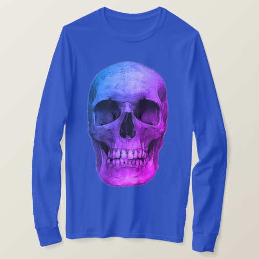 Blue Pop Art Retro Stilvolle Skull T-Shirt (Design vorne)