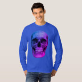 Blue Pop Art Retro Stilvolle Skull T-Shirt (Vorne ganz)
