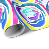 Blue Pop Art Rose Aquarell Geschenkpapier (Rolleneckpunkt)