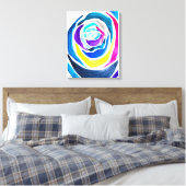 Blue Pop Art Rose Aquarell Leinwanddruck (Insitu (Schlafzimmer))