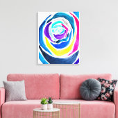 Blue Pop Art Rose Aquarell Leinwanddruck (Insitu (Wohnzimmer))