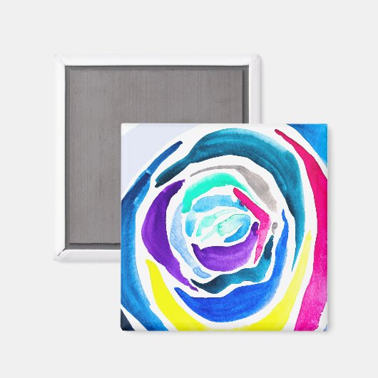 Blue Pop Art Rose Aquarell Magnet (Vorderseite/Rückseite)