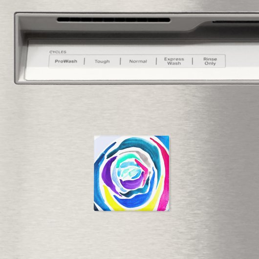 Blue Pop Art Rose Aquarell Magnet (In Situ (Geschirrspüler))