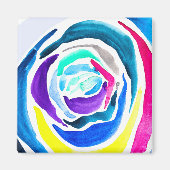 Blue Pop Art Rose Aquarell Magnet (Vorne)