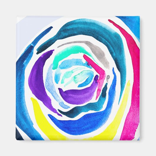 Blue Pop Art Rose Aquarell Magnet (Vorne)