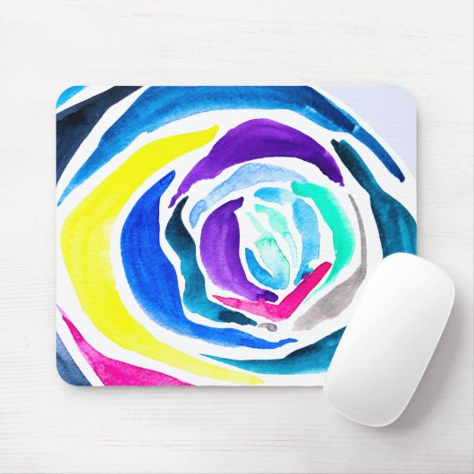 Blue Pop Art Rose Aquarell Mousepad (Mit Mouse)