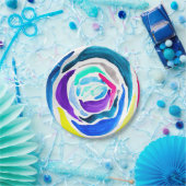 Blue Pop Art Rose Aquarell Pappteller (Party)