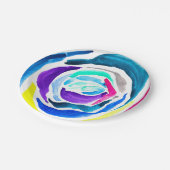 Blue Pop Art Rose Aquarell Pappteller (Schrägansicht)