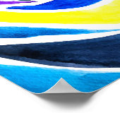 Blue Pop Art Rose Aquarell Poster (Ecke)