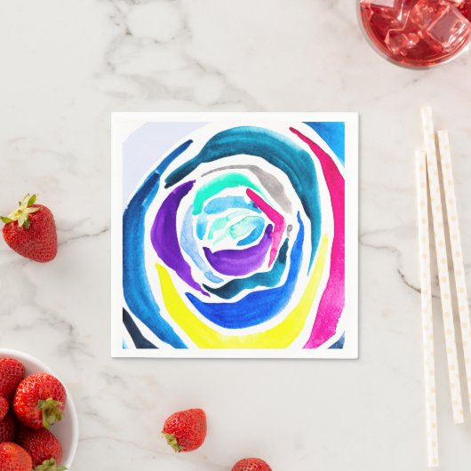 Blue Pop Art Rose Aquarell Serviette (Beispiel)