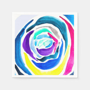 Blue Pop Art Rose Aquarell Serviette