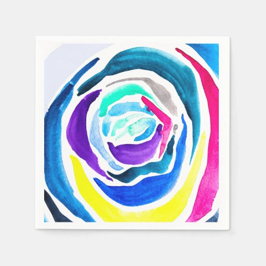 Blue Pop Art Rose Aquarell Serviette (Vorderseite)