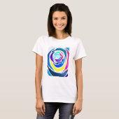 Blue Pop Art Rose Aquarell T-Shirt (Vorne ganz)