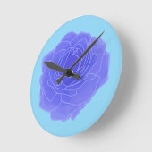Blue Pop Art Rose Runde Wanduhr (Winkel)