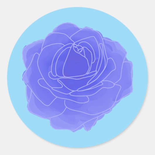 Blue Pop Art Rose Runder Aufkleber (Vorderseite)