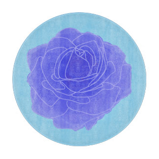 Blue Pop Art Rose Schneidebrett