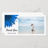 Blue Pop Art Sonnenblume Danke Foto Card (Vorne/Hinten)