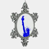 Blue Pop Art Statue of Liberty Schneeflocken Zinn-Ornament (Links)