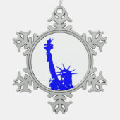 Blue Pop Art Statue of Liberty Schneeflocken Zinn-Ornament (Vorderseite)