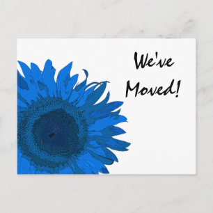 Blue Pop Art Sunflower Änderung der Adresse Ankündigungspostkarte