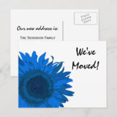 Blue Pop Art Sunflower Änderung der Adresse Ankündigungspostkarte (Vorne/Hinten)