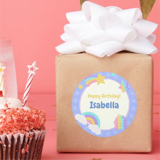 Blue Pop It Runder Aufkleber (Party)