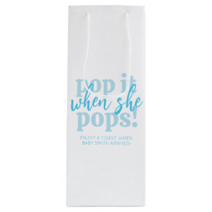 Blue Pop It, wenn sie Pop Baby Dusche Gefallen Geschenktüte Für Weinflaschen