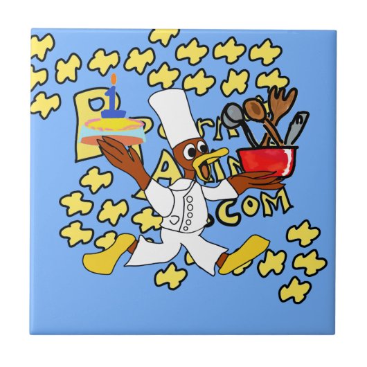 Blue Popcorn Anime Koch Ducky Kazoo Keramik Tile Fliese (Vorderseite)
