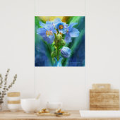 Blue Poppies Bouquet Art Poster/Print Poster (Küche)