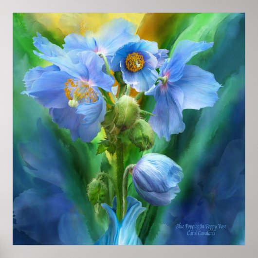 Blue Poppies Bouquet Art Poster/Print Poster (Vorne)