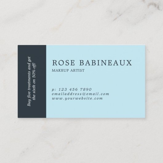 Blue Poppies & Brush Script Loyalty Punch Card Treuekarte (Rückseite)