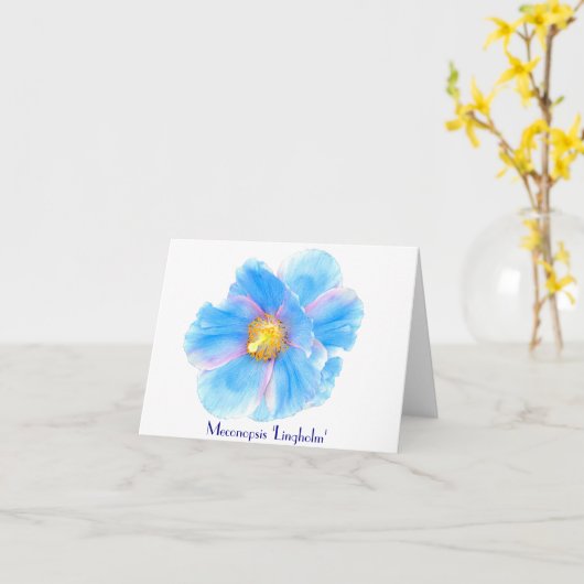 Blue Poppies Folded Note Greeting Card Karte (Gelbe Blume)
