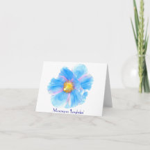 Blue Poppies Folded Note Greeting Card