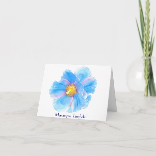 Blue Poppies Folded Note Greeting Card Karte (Vorderseite)