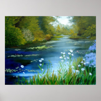 Blue Poppies Print Poster