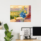 Blue Poppies Watercolor Poster Print (Heimbüro)