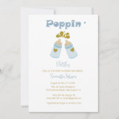 Blue Poppin Flaschen Boy Baby Dusche Einladung (Vorderseite)