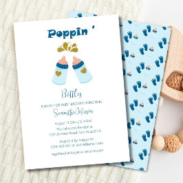 Blue Poppin Flaschen Boy Baby Dusche Einladung