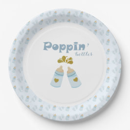 Blue Poppin Flaschen Boy Baby Dusche Pappteller