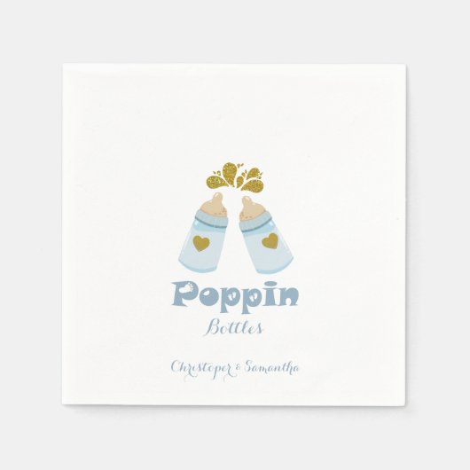 Blue Poppin Flaschen Boy Baby Dusche Serviette (Vorderseite)