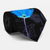 Blue Poppy Art Deco Krawatte (Gerollt)